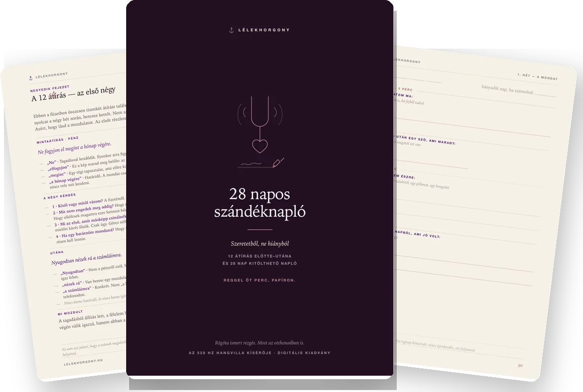 LélekHorgony 528 Hz — 28 napos szándéknapló ajándék e-book 2 vagy több hangvilla mellé